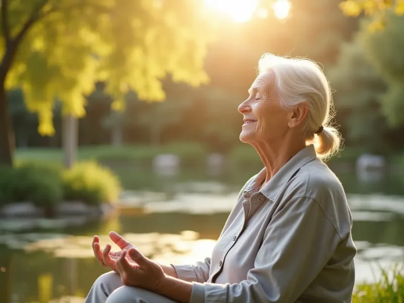 older adult managing stress to promote healthier graceful aging