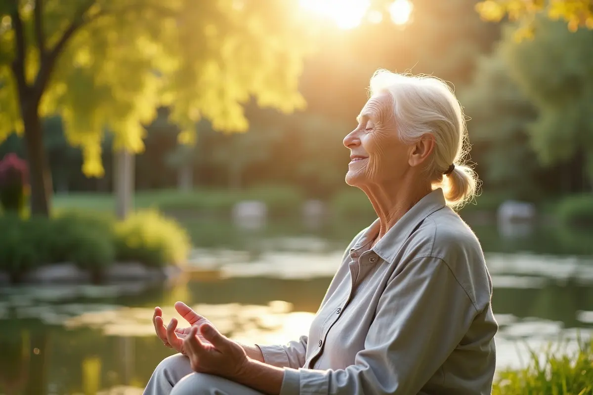 older adult managing stress to promote healthier graceful aging