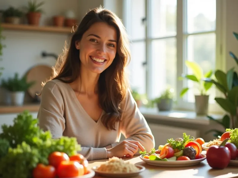 new mother enjoying healthy meal supporting postpartum recovery and wellness