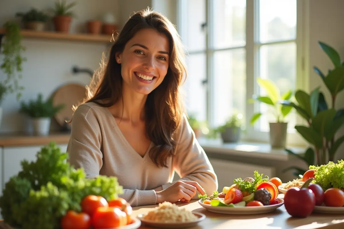 new mother enjoying healthy meal supporting postpartum recovery and wellness