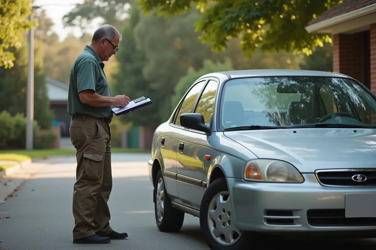 car owner calculating vehicle value based on condition mileage and market