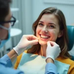 person improving oral health through teeth straightening treatment