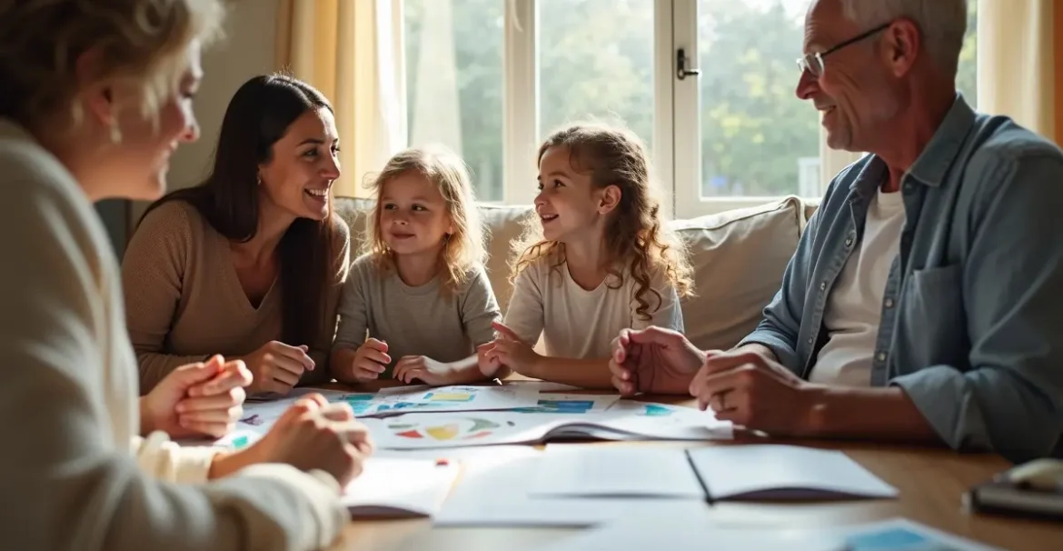 family evaluating trusted care support network for ongoing assistance