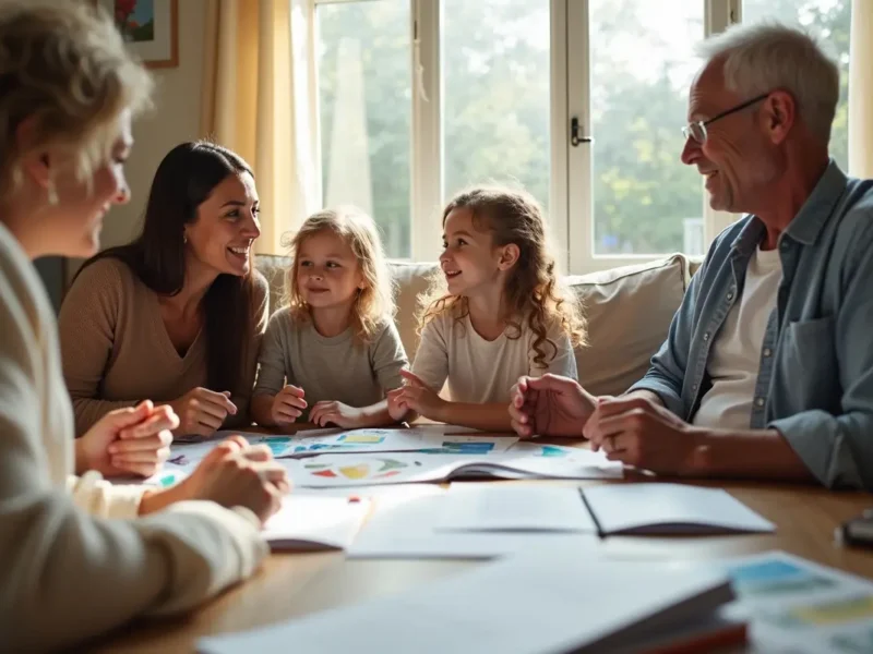 family evaluating trusted care support network for ongoing assistance
