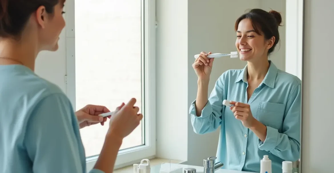 person using preventive dental care to maintain healthy smile long term