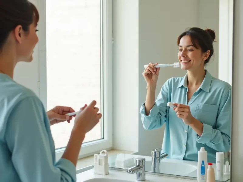 person using preventive dental care to maintain healthy smile long term