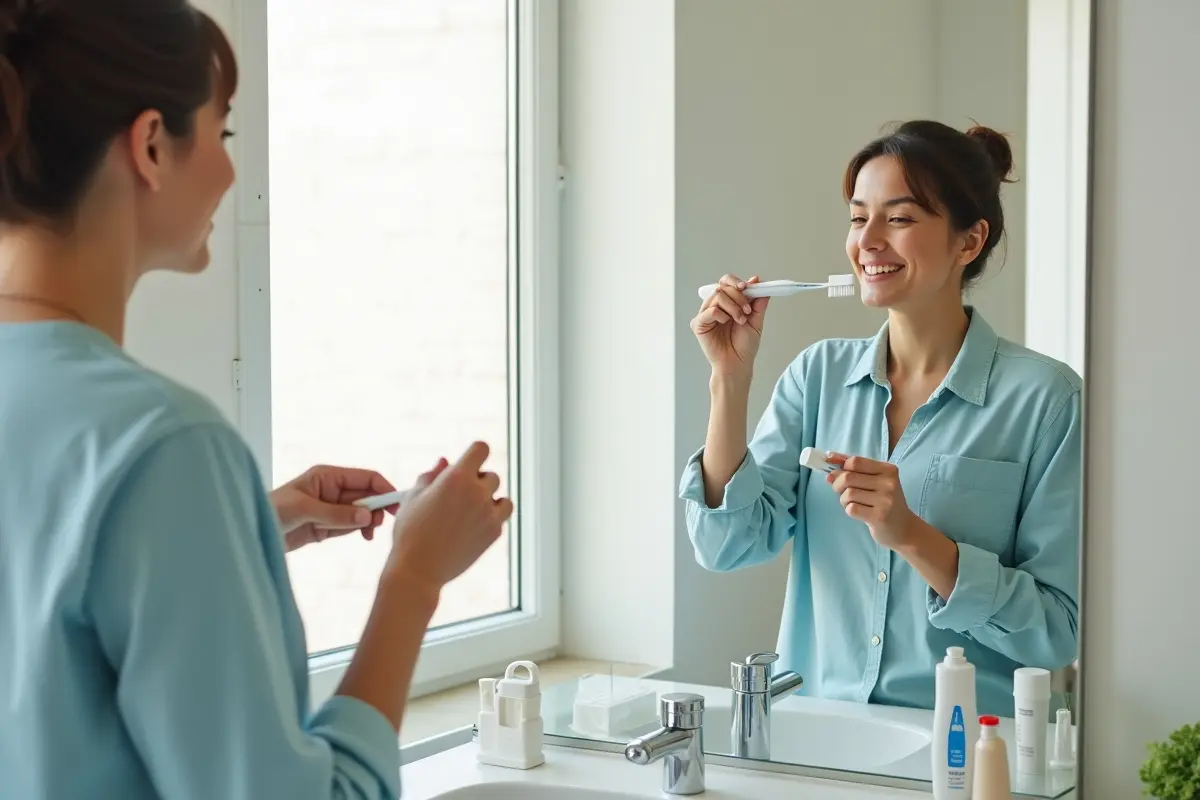 person using preventive dental care to maintain healthy smile long term